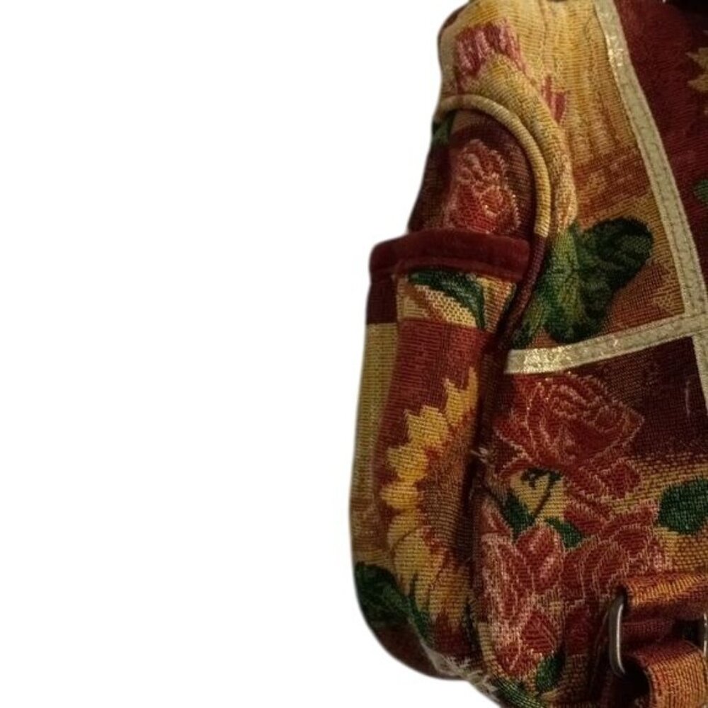Paul Brent Backpack Bag Floral Tapestry Double Straps Top Handle - Picture 9 of 12